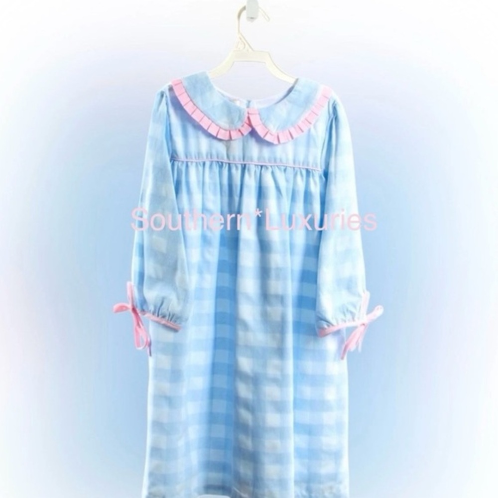 THE OAKS APPAREL Blue Gingham BOUTIQUE girls 8 Marcy Dress NWT NEW